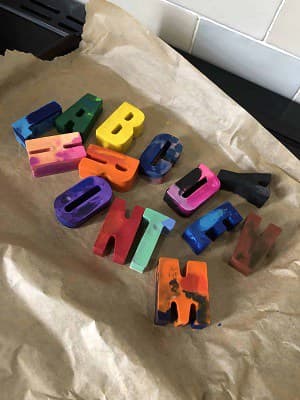 Alphabet letters made from crayons